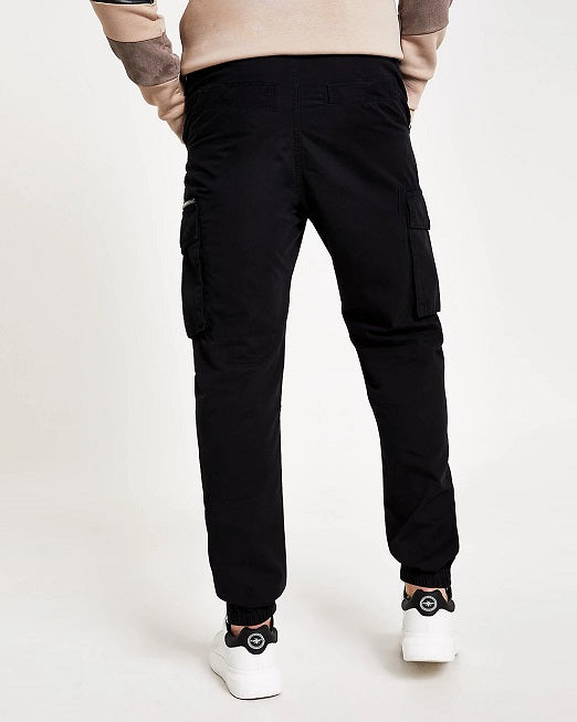 Black Slim Fit Cargo Trousers