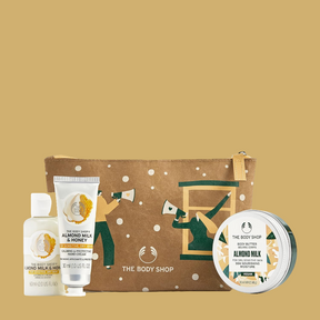 The Body Shop Soothe & Smooth Almond Milk & Honey Mini Gift Set, Hydrating & Moisturizing Skincare Treats for Dry and Sensitive Skin, Nutty, 3 Items