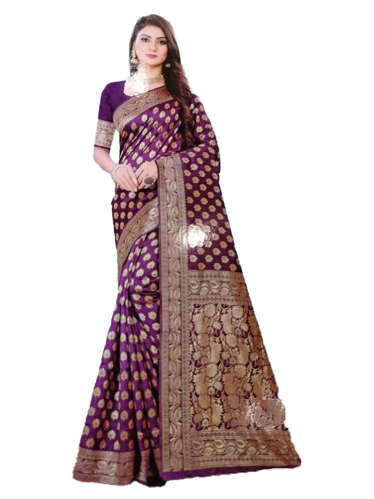Purple Banarsi Silk Saree