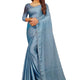 Blue Georgette Saree with Lurex Strips