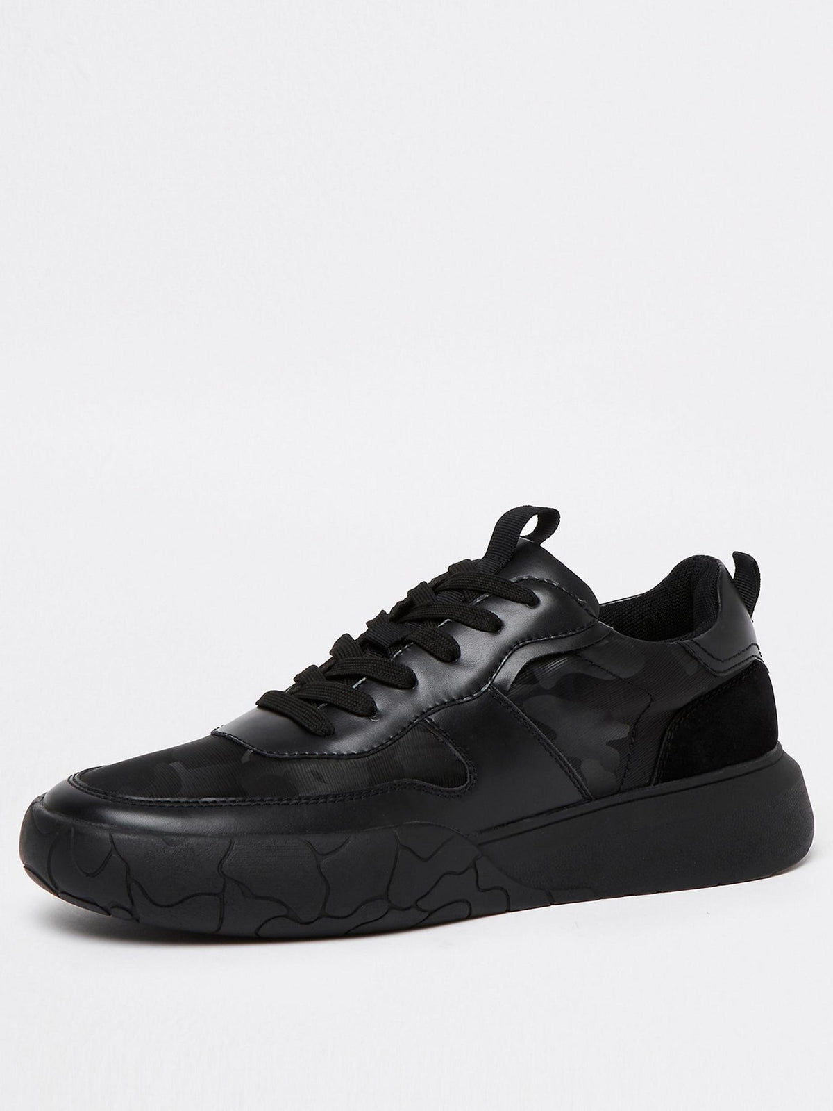 Black Camo Print Lace Up Runner Trainers