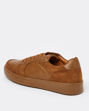 Brown Faux Leather Lace Up Trainers