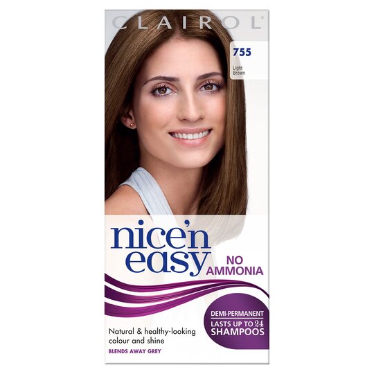 Clairol Nice'n Easy No Ammonia Semi-Permanent Hair Dye, 755 Light Brown