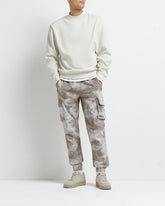 Grey Slim Fit Tie Dye Cargo Trousers