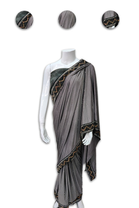 Charcoal Black Border Saree