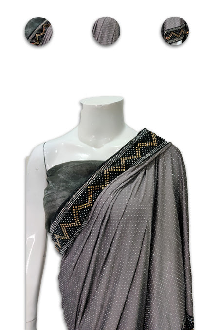 Charcoal Black Border Saree