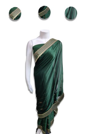 Green Gold Border Saree