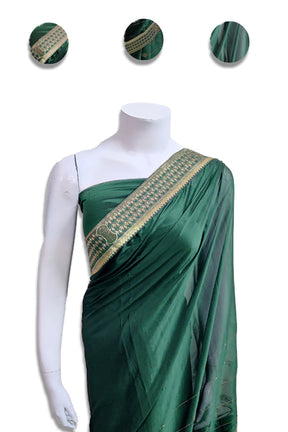 Green Gold Border Saree