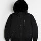 River Island Black Padded Faux Fur Hooded Bomber Jacket