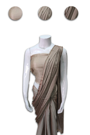 Brown Georgette Saree with Lurex Strips