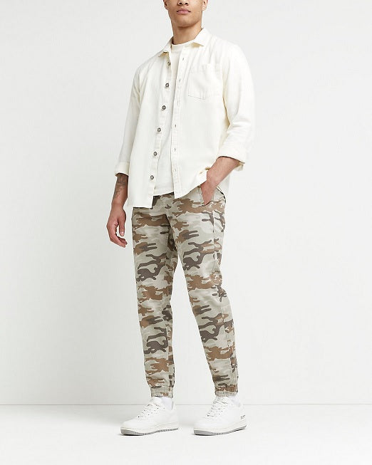 Green Skinny Fit Camo Cargo Trousers