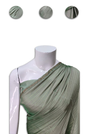 Green Georgette Saree with Lurex Strips