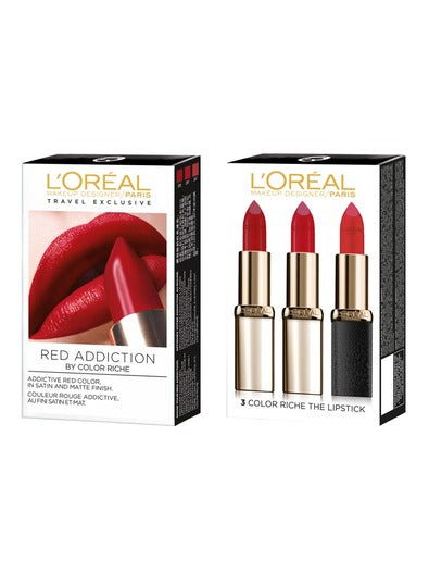 Loreal Paris Red Addiction  Set of 3 Lipstick