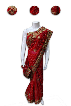 Red Embroidery Border Saree