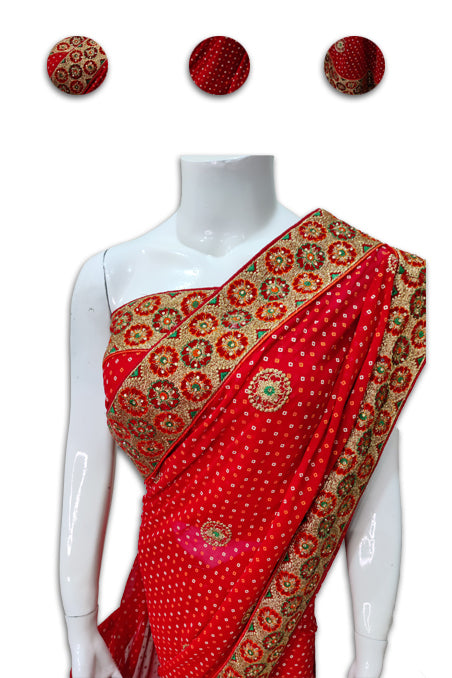 Red Embroidery Border Saree