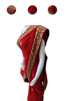 Red Embroidery Border Saree