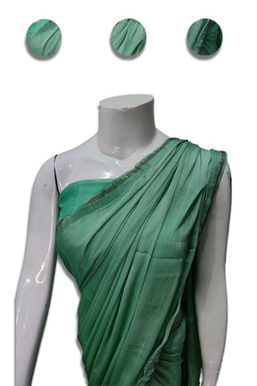 Georgette Sea Green Full Plain Saree