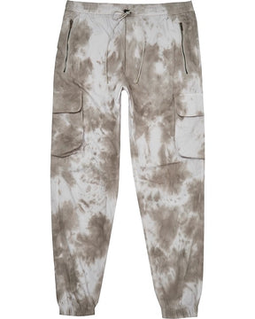 Grey Slim Fit Tie Dye Cargo Trousers